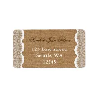 Rustic Chic burlap and lace country wedding Label