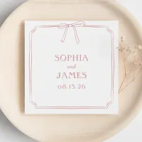 Elegant Dusty Rose Chic Simple Classic Bow Wedding Napkins