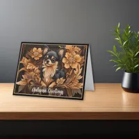 Chihuahua Long-haired Black Tan Note Cards