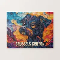 Brussels Griffon Paper Quilling Art Dog Portrait Jigsaw Puzzle