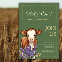 Holy Cow Rustic Farm Animal Birthday Party Invitation