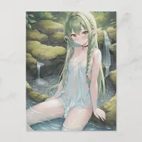 Elf in Sexy Nightgown in a Waterfall Postcard