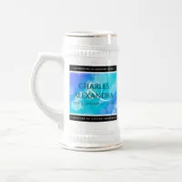 Elegant 41st Blue Topaz Wedding Anniversary Beer Stein