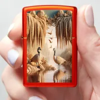 Serene Spirits: Two Geese in Water Zippo Lighter