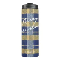 Blue Gold Christmas Pattern#7 ID1009 Thermal Tumbler