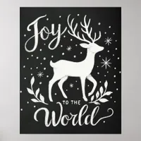 Joy to the World Christmas Reindeer chalkboard Poster