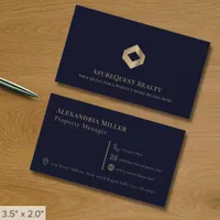 Navy Blue Luxury Logo Business Card