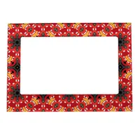 Red Ethnic Boho Oriental Arabesque Mosaic Pattern Magnetic Frame