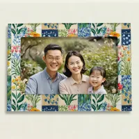 Pretty Patchwork Floral Country Garden Flowers Magnetic Frame