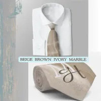 Elegant Beige Grey Brown Marble  Neck Tie