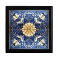 Classic Floral Tile Pat#12 Blue Yellow ID1078 Gift Box