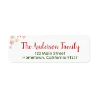 Red Green Watercolor Snowflake Address Labels