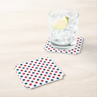 Patriotic Red White and Blue Polka Dot Paper Coaster