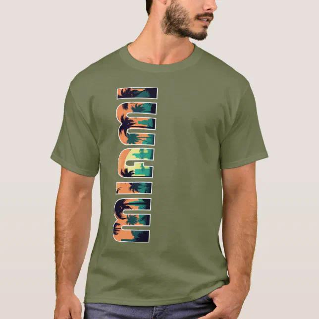 Vector sunset scene over MIAMI lettering T-Shirt