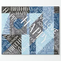 Birthday Add Long Name Color Block Blue ID274 Wrapping Paper