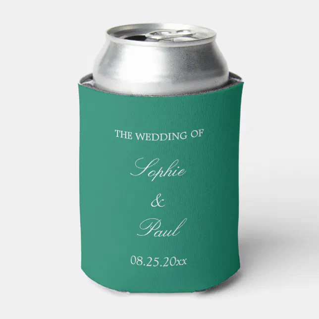 Elegant Emerald Green Wedding Favor Can Cooler