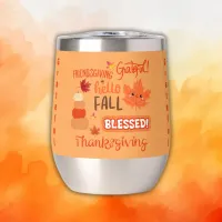 Fall Decor Pumpkin Thanksgiving on Orange | Thermal Wine Tumbler