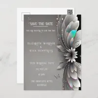 Modern Metallic Floral Wedding Invitation Postcard