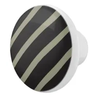 Wide Black and Khaki Stripes ID146 Ceramic Knob