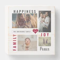 Custom Photo Collage Love Joy Family Wooden Box Sign