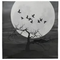 Spooky Ravens Flying Against the Full Moon Napkin