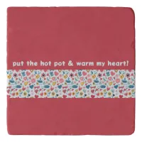 Crayon Pastel Heart & Flowers Trivet