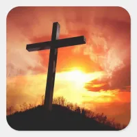 Religious Crosses at Sunset Easter Stickers