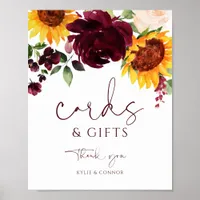 Wedding Cards & Gifts Sign Sunflower Rose Burgundy