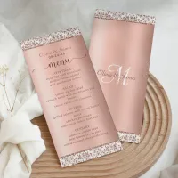 Rose Gold Damask Glitter Elegant Wedding Menu