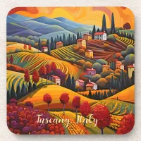 Painting of Tuscany in Autumn | Italy | Travel Art Beverage Coaster