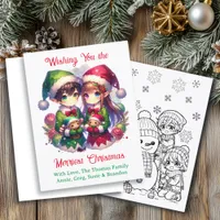 Wishing You the Merriest Christmas Anime Coloring  Postcard