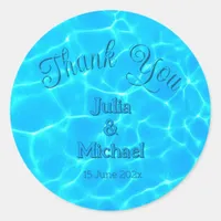  Azure Turquoise Bleu Water Reflection Minimalism Classic Round Sticker