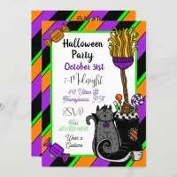 Personalized Halloween Invites | Witch and Cat