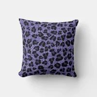 *~* Purple Glitter Leopard Black Throw Pillow