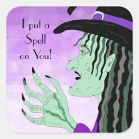 I Put a Spell on You Witch Halloween Square Sticker