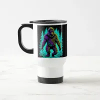 Sasquatch Bigfoot in Teal and Black Travel Mug