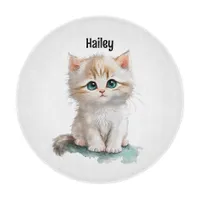 Watercolor Adorable Kitten with Blue Eyes  Cutting Board