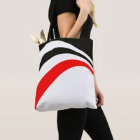 Red white black trend modern stripes tote bag