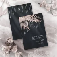 Jewel Palm Leaf Wedding Rose Gold/Navy ID830