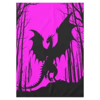 Black Silhouette Dragon on Pink - Fantasy | Tablecloth