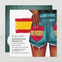 Spanish Denim Girl Graduation Party Invitation