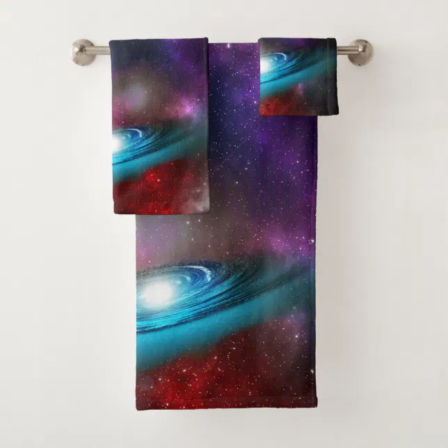 Milky Way Starfield with Multicolored Cosmic Dust Bath Towel Set