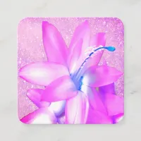 *~* Fushcia Floral Elegant Glitter Professional Square Business Card