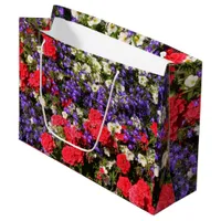 Purple, Red, and White Annual Flowers Large Gift Bag