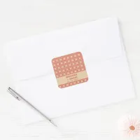 Retro Groovy 70s Pattern Boho Terracotta Wedding Square Sticker