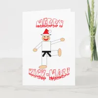 Martial Arts Black Belt Merry Kick-Mas Christmas Holiday Card