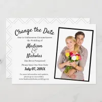 Change the Date Add Photo Wedding Postponed White Save The Date