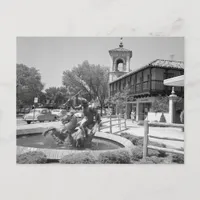 Vintage Neptune Fountain Black White Kansas City Postcard