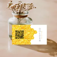 Honey Farm QR Code Honey Comb Modern Simple  Business Card