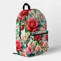 Whimsical Rose Pattern Printed Backpack